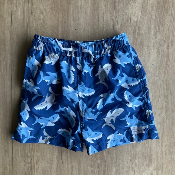 NWT Swim shorts Trunks little boys sz 6 blue shark drawstring flaphappy SPF 50 - Picture 2 of 10